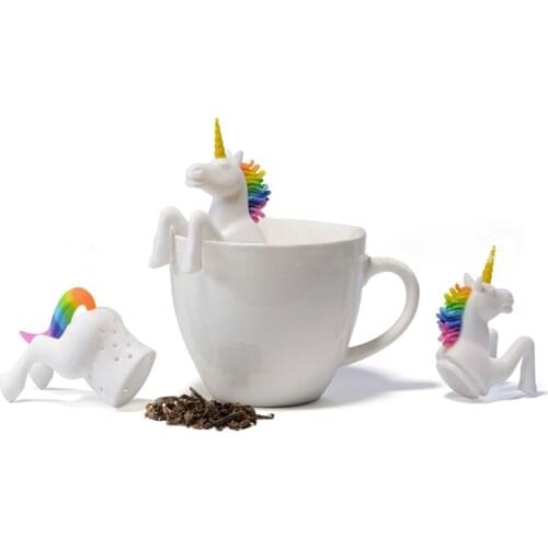 1 Pcs Unicorn Shape Silicone Tea Infuser Strainers Diffuser Leaf Herbal Spice Filter Filter Loose Food Grade Tea Bag