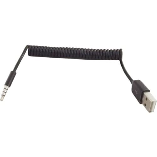 1x USB 2.0 A Male To 3.5mm 4 pole Male Stereo Plug Headphone Speaker Spiral Coiled Audio Connector Cable