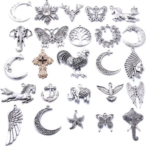 10pcs Pendant Mixed Moon Butterfly Animal Charms Fitting Pendant DIY Beads Jewelry Accessories