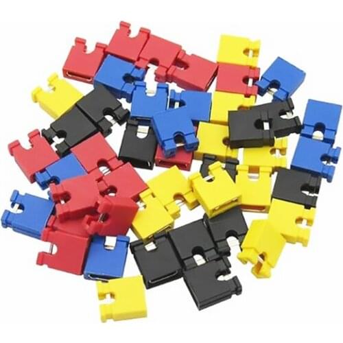 100PCS Pitch jumper shorted cap & Headers & Wire Housings 2.54MM SHUNT Black yellow white green red blue