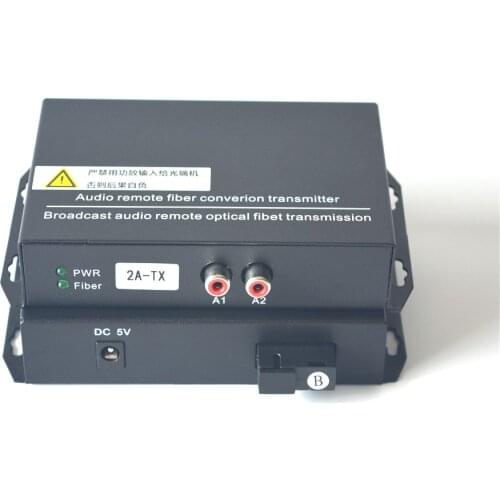 2 channel Audio Fiber Optic Media Converter Extender - Singlmode Fiber up 20Km & Multimode 500m for Broadcasting Intercom System