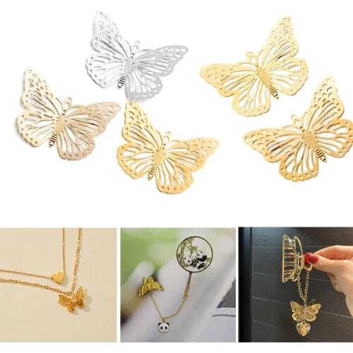20Pcs/Pack Copper Butterfly Filigree Wraps Gold Pendant Charms Necklace Earring Connector For DIY Jewelry Making Supplies