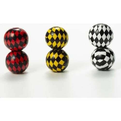 20pcs/lot Colorful Check Pattern Round Wooden Spacer Beads 16mm Handmade Fashion Wooden Loose Beads Charms DIY Jewelry Making