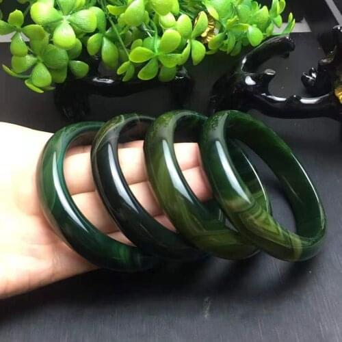 2021 Natural Chalcedony green bracelets fashion bangle women handcarved jade bangle jewelry jadeite bangles Real agate bracelet