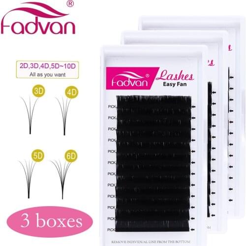 3 boxes/set Easy Fan Eyelashes Extension faux mink Lashes Auto Blooming Makeup False Lashes Russian Volume Fans Lash