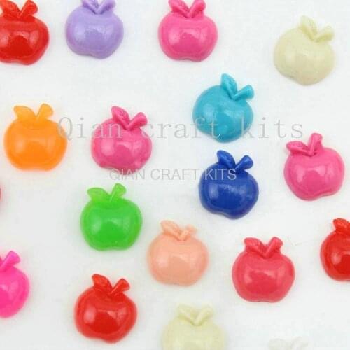 300pcs kawaii lovely apple fruit resin cabochons mixed color 12*13mm DIY supply for jewelry charm handicraft kitsch kawaii