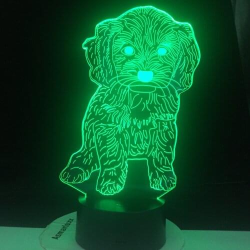 Dog 3D Lamp 7 Colors Changing Night Light Touch Remote Base Gifts For Children Bedroom Decor Acrylic Plate Support USB Charging