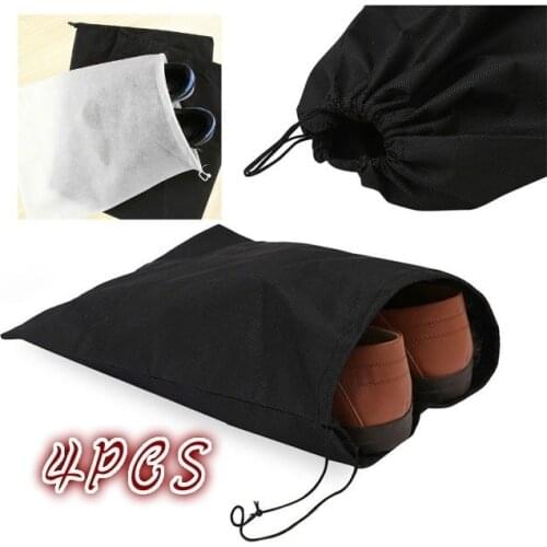 4pcs Portable Shoes Bag Travel Storage Pouch Drawstring Dust Bags Non-woven