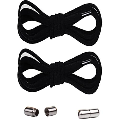 2pairs/pack Sneaker Accessories Student Metal Hardware Lazy No Tie Gift Strings Trainers Shoe Lace Round Kids Elastic Band