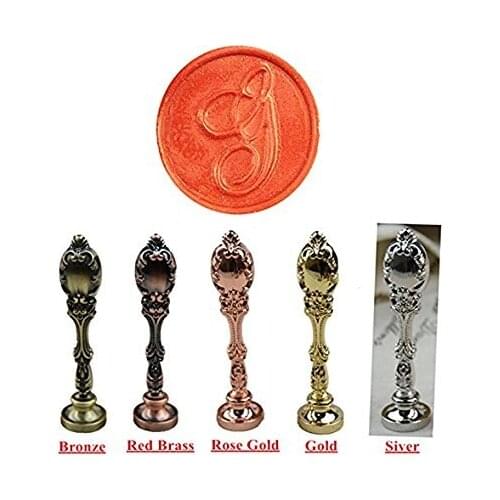Alphabet Initial G Silver Luxury Wedding Invitation Wax Seal Stamp Peacock Metal Handle Set