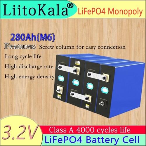 Brand new LiitoKala 3.2V 280Ah lifepo4 battery 12V24V36V 280Ah rechargeable DIY, no200ah for mechanical ship inverter BMS