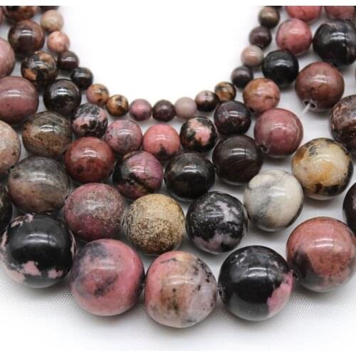 Natural Black Line Rhodochrosite Stone Beads For Jewelry Making DIY Bracelet Accessories Necklace 4/6/8/10/12 mm Strand 15