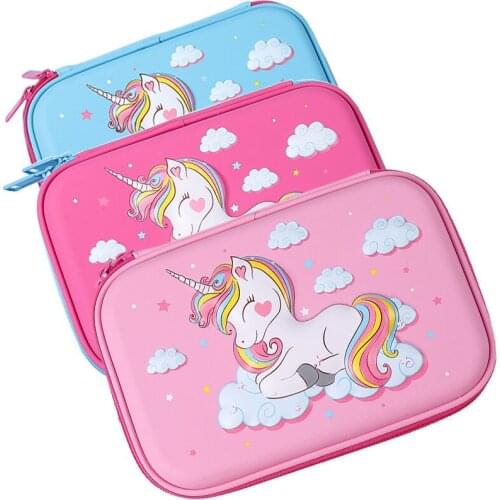 3D Unicorn Pencil case School cute pencil box EVA hard shell pen case Girls pencil bag Student pen bag Cartoon kawaii stationery