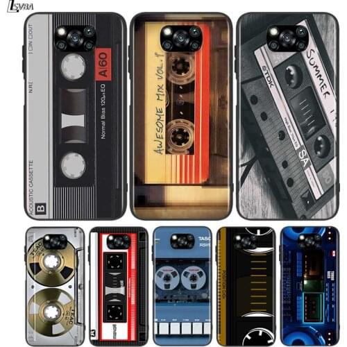 Classical Old Cassette for Xiaomi Poco M3 C3 M2 X3 F2 X2 F1 Play Mix3 A2 6X 5X A1 6 5 NFC Pro Lite Black Phone Case