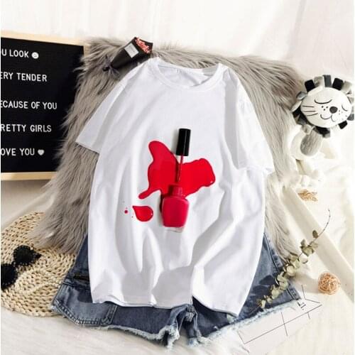 Korea Clothing Women T-shirt Street Clothing 2021 T-shirt Ms.Nail Polish T-shirt Summer Harajuku Top T-shirt