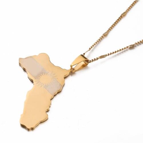 Stainless Steel Kurdistan Map Pendant Necklaces Kurdish Flag Map Jewelry