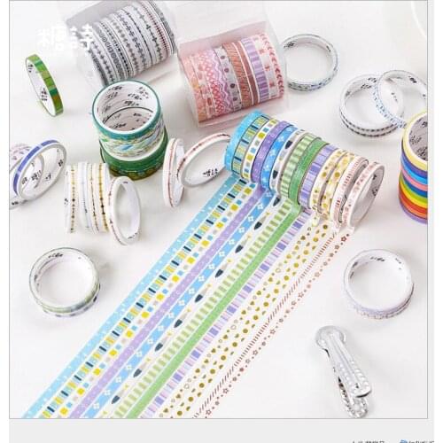 10pcs/lot Cute Rainbow Slim border rose gold foil hot silver Glittering washi tape DIY Planner scrapbooking masking tape escolar