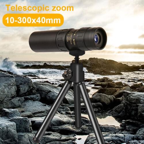 10-300x40mm Monocular Telescope Super Zoom Monocular Quality Eyepiece Portable Binoculars Hunting Lll Night Vision Scope Camping