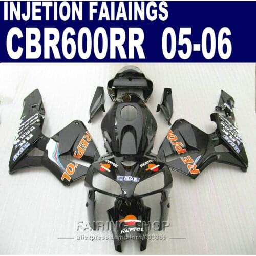 Decal REPSOL Fairings For Honda CBR 600 RR 2006 2005 (black orange ) cbr600rr 05 06 Injection Abs Fairing kit l83