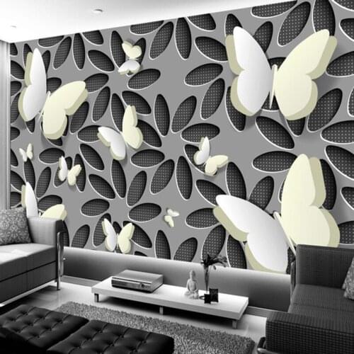 Custom Wall Mural Wallpaper Modern Minimalist Fashion 3D Stereoscopic Flower Butterfly Living Room TV Background Wall Painting