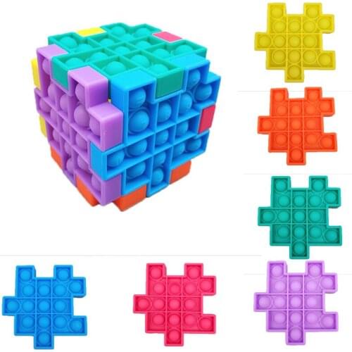 Tabletop Toy Decompression Toy Creative Splicing 6-Sided Cube Silicone Pressure Ball Buy 6 Pieces To Form a Complete Cube