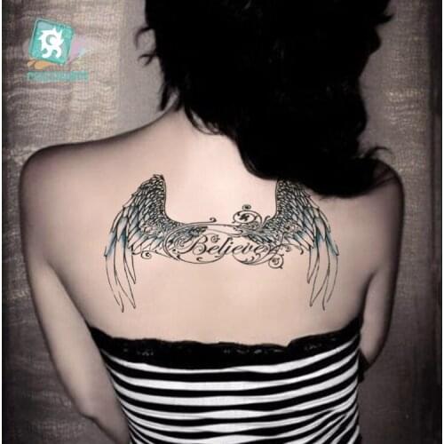 Latest Fashion Flower ,Wings, Feathers Fake Waterproof Body Temporary Tattoo Stickers Big Tatoos tatuagem Under The Chest
