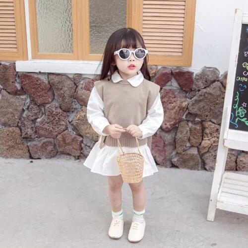 Autumn Baby Vest grils Korean round Neck Knitted Wool Thin Childrens Pullover toddler girl clothes