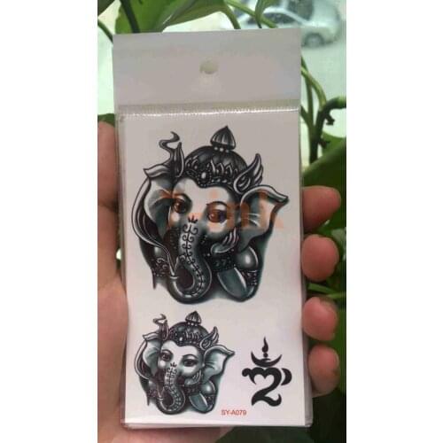 Water Transfer fake tattoo body art good luck elephant tattoo Waterproof Temporary Tattoo flash tattoo for gril woman 10.5*6 cm