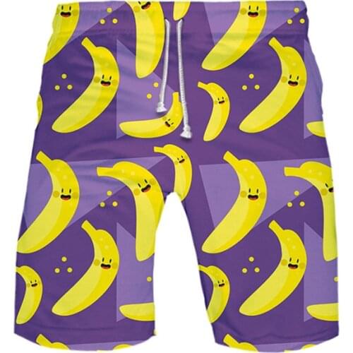3D Fruits Banana Mens Swimwear Swim Shorts Trunks Beach Board Shorts Swimming Short Pants Swimsuits Mens Sports Shorts Male