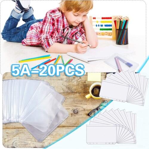 A5 Transparent Zip Lock Envelope Binder Organization Stationery School Office Supply File Folder Waterproof Loose Leaf 2021