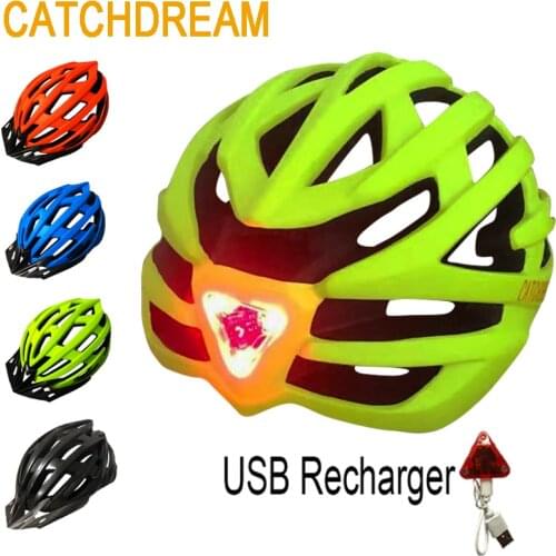 CATCHDREAM Mountain Bicycle Helmet Ultralight MTB Road Rechargeable LED Light Bike Helmet Men Women Capacete Ciclismo