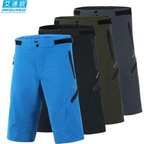 ARSUXEO Mens Summer MTB Cycling Shorts Off-road Downhill DH BMX Mountain Bike Bicycle Shorts Outdoor Sports Running Short Pants