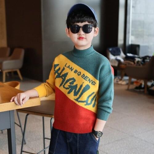 Letter Knitting Spring Autumn Winter Sweater Baby Boys Kids Childrens Warm Plus Velvet Thicken Top High Quality