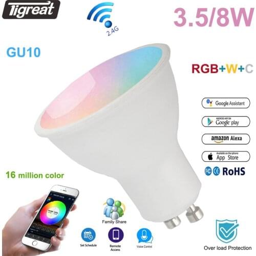 Smart Bulb WiFi Light GU10 3.5 8W Spotlight Smart Light wifi Bulb Lamp Tuya Timer Remote Control Smart life App Alexa Google