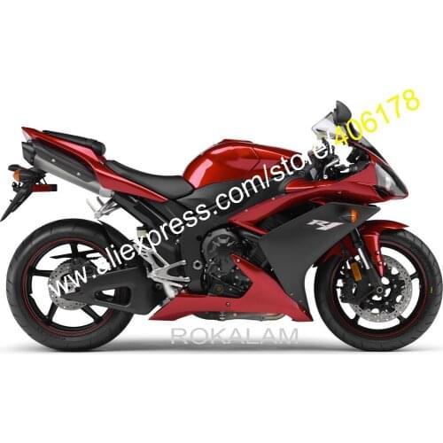 YZFR1 07 08 Bodyworks Fairings Set For Yamaha YZF R1 2007 2008 Red Black Motorbike Fairing Kits (Injection Molding)