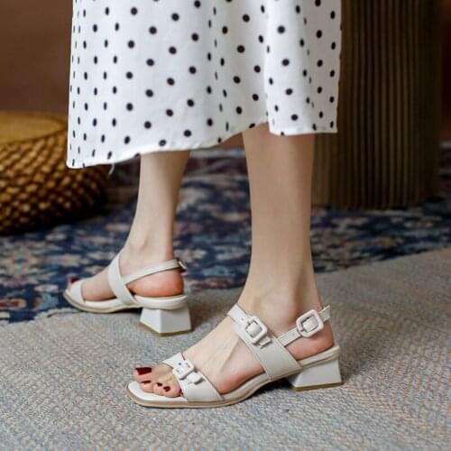 BLXQPYT Elegant Fashion Zapatos De Mujer Leather Gladiator Sandals Women 2021 Peep Toe High Quality Party Shoes Size 32-43 D-53