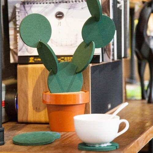1 Set Combination Type Coaster Tableware Mats Cactus DIY Non Slip Heat Insulation Mat For Drink Holder Coffee M