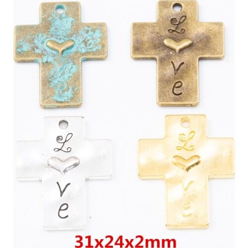 15 pieces of retro metal zinc alloy Cross pendant for DIY handmade jewelry necklace making 7741