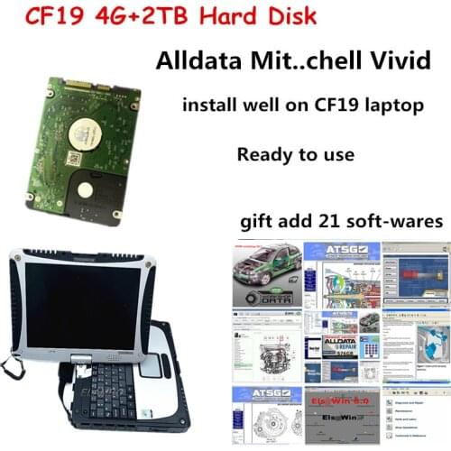 2021 Best alldata All data auto repair Alldata mit//chell vivid install well in For Panasonic cf19 laptop 4G with 2TB Hard Disk
