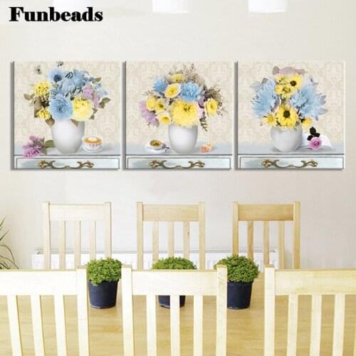 3 pieces full diamond embroidery Still life vase flower Diamond Painting Full drill Square Mosaic diamond picture 5d art FF3931
