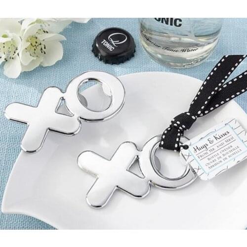 300PCS/LOT,Wedding favor and giveaways for guest - "Hugs & Kisses from Mr. & Mrs"Chrome XO Bottle Opener party souvenir gift