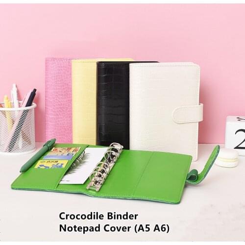 A6/A5 Crocodile Color PU Leather DIY Binder Notebook Cover Diary Agenda Planner Bullet Cover School Stationery