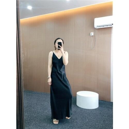 30mm silk real * silk crepe satin suspender with mulberry silk backing long suspender dress