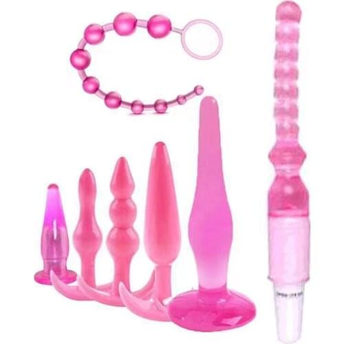 BESTCO 18 + Anal Beads Vibrator 7PCS Plug Vaginal G-Spot Butt Stimulate Orgasm Massage SM Goods Adult Sex Toy Erotic For Couples