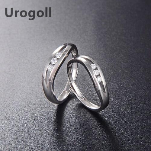 Noble Couple Ring Lovers Rings Pure 925 Sterling Silver Jewelry Zircon Wedding Anniversary Open Rings Gift For Valentines Day