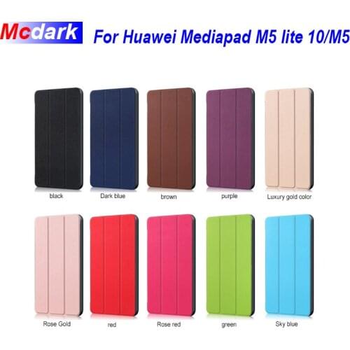 For Huawei Mediapad M5 lite 10/M5 10.1 inch Cases Tri-fold Leather in Silk Texture For Huawei Mediapad M5 lite 10/M5 Tablet Case