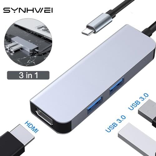 3 Port USB C Hub For Laptop Adapte PC Protable 3 in 1 Docking Station With 4K HDMI Notebook Type-C Splitter Computer Accessories