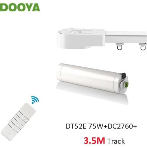 Dooya Super Silent Curtain Rails System, DT52E 75W+3.5M or Less Track+DC2760, RF433 Remote Control,work with Broadlink Rm pro