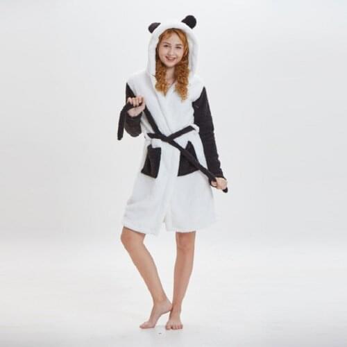 Adults Flannel Animal Unicorn Sleepwear Robes Knee-length Cartoon Panda Unisex Pajamas Christmas Homewear Cosplay Costume Women