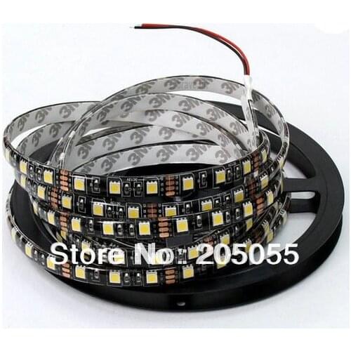 PCB Black 5M 5050 300 LED SMD Waterproof IP65 12V Flexible Light Strip 60Led/M-Red, blue, green, cool white, warm white optional